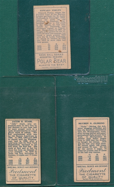 1911 T205 Oldring, Stahl & Phelps, Lot of (3)
