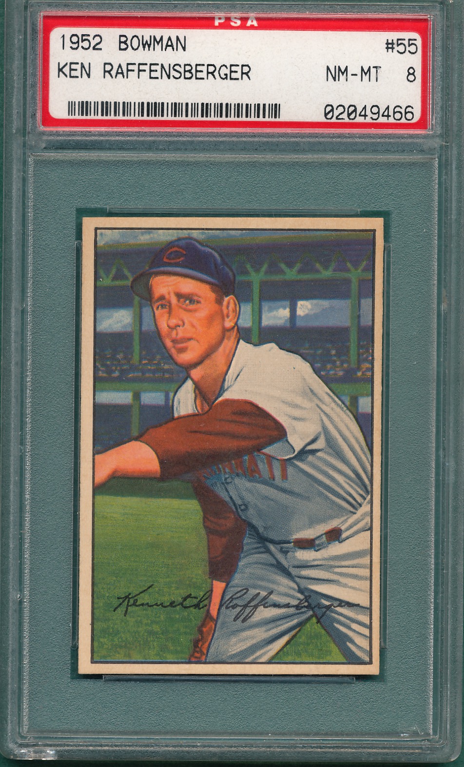 Lot Detail - 1952 Bowman #55 Ken Raffensberger PSA 8
