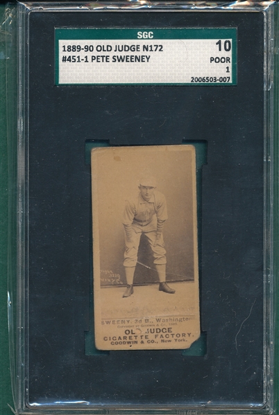 1887 N172 451-1 Pete Sweeney Old Judge Cigarettes SGC 10