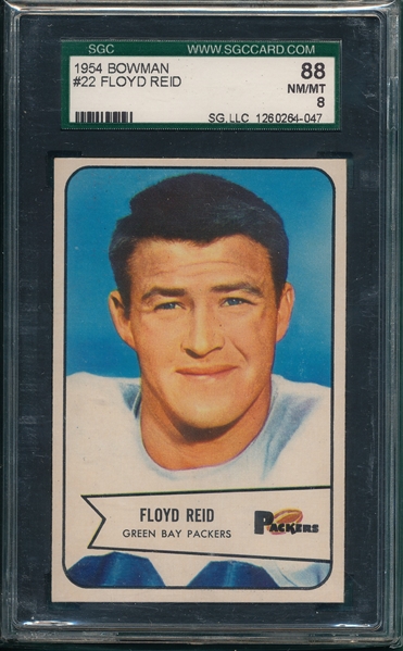1954 Bowman Football #22 Floyd Reid SGC 88