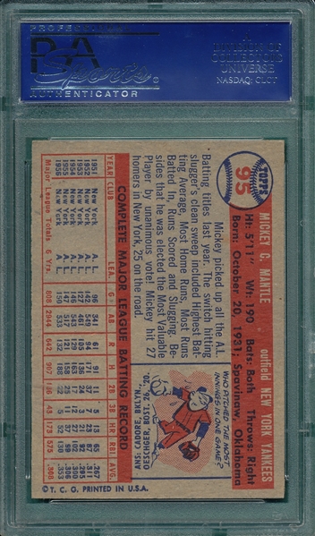 1957 Topps #95 Mickey Mantle PSA 6