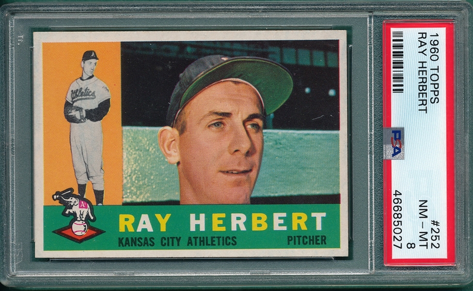 1960 Topps #252 Ray Herbert PSA 8