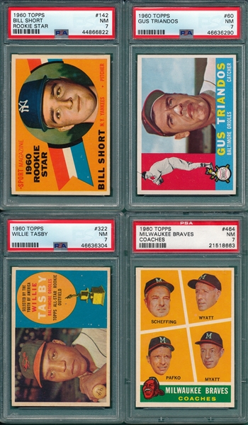 1960 Topps Lot of (4) W/ #142 Short PSA 7
