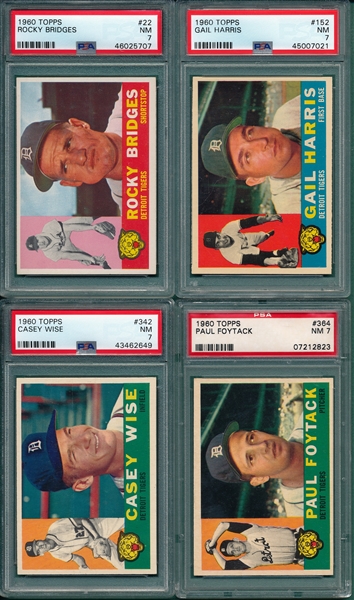 1960 Topps Lot of (4) W/ #22 Bridges PSA 7