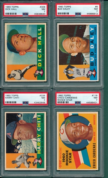 1960 Topps Lot of (4) W/ #8 Daley PSA 7