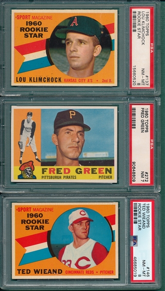 1960 Topps Lot of (3) W/ #137 Klimchock PSA 7