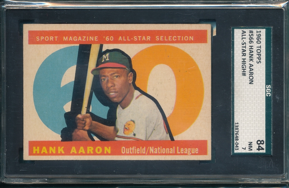 1960 Topps #566 Hank Aaron, AS, SGC 84