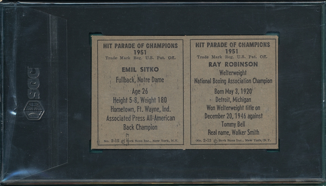 1951 Berk Ross Panel #2-13/2-15 Sitko/Robinson SGC 4