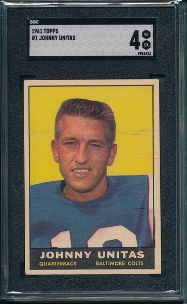1961 Topps Football #1 Johnny Unitas SGC 4