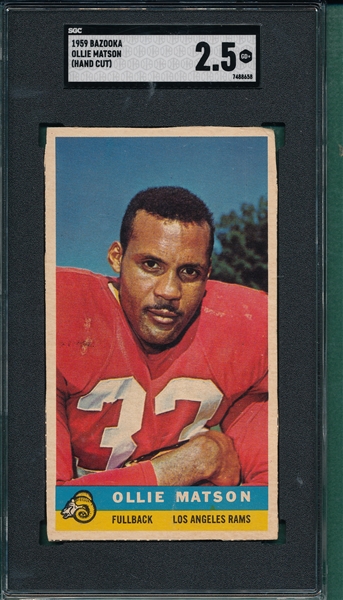 1959 Bazooka Football Ollie Matson SGC 2.5