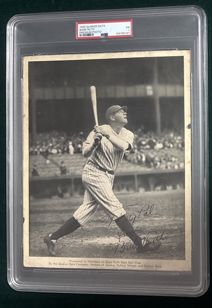 1934 Quaker Oats Babe Ruth, Premium Photo, PSA 1