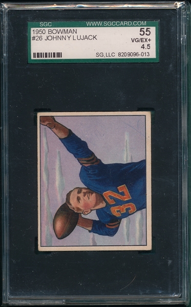1950 Bowman Football #26 Johnny Lujack SGC 55