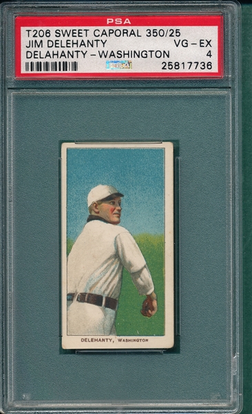 1909-1911 T206 Delehanty, Jim, Sweet Caporal Cigarettes PSA 4