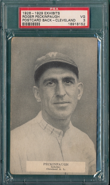 1926-29 Exhibits Roger Peckinpaugh PSA 3 *Cleveland* PC back*