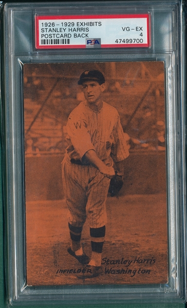 1926-29 Exhibits Stanley Harris PSA 4 *PC back* *Orange*
