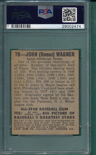 1948 Leaf #70 John Honus Wagner PSA 4
