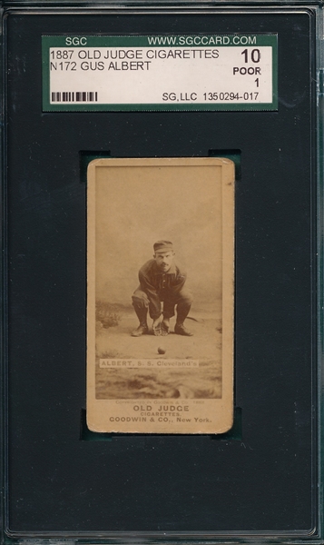 1887 N172 #1-2 Gus Albert Old Judge Cigarettes SGC 10