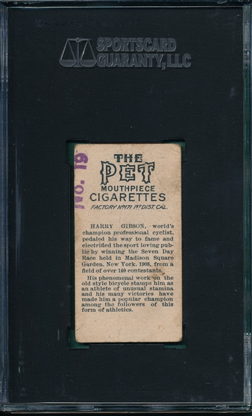 1910 T229 Harry Gibson Pet Cigarettes SGC 20