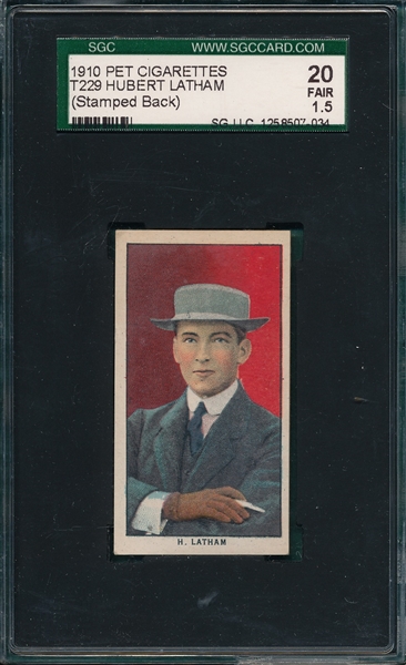 1910 T229 Hubert Latham Pet Cigarettes SGC 20