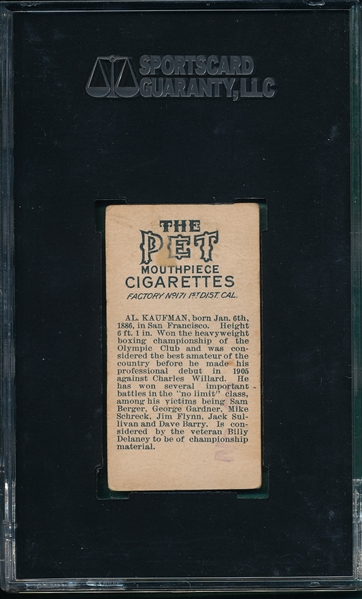 1910 T229 Al Kaufman Pet Cigarettes SGC 10