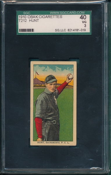 1910 T212-2 Hunt Obak Cigarettes SGC 40 *Nothing Like Them*