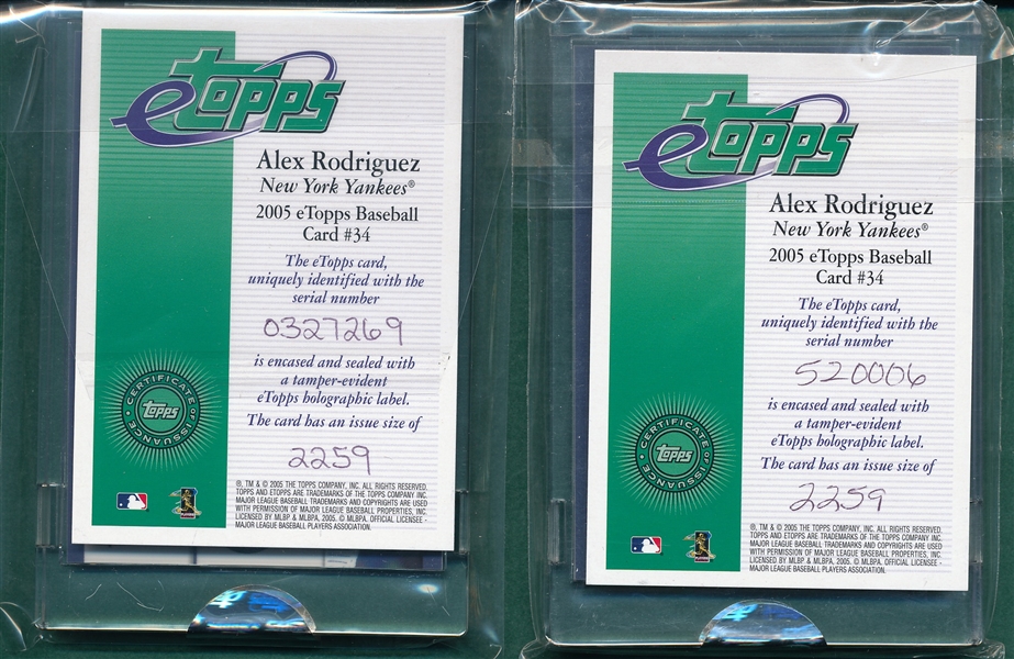 2005 eTopps #34 Alex Rodriguez Lot of (2)