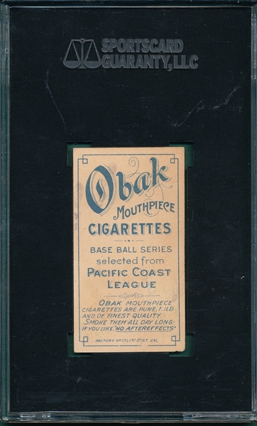 1909 T212-1 Wheeler Obak Cigarettes SGC 20