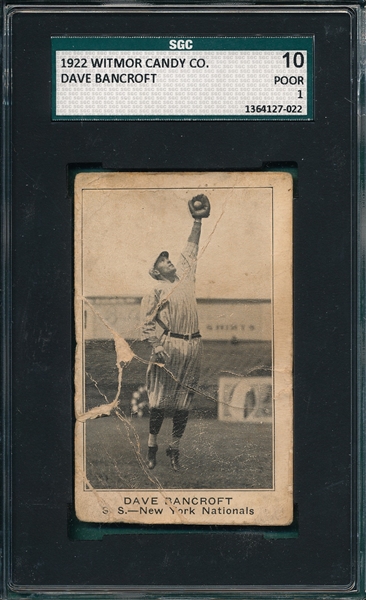 1922 Witmor Candy Dave Bancroft SGC 10