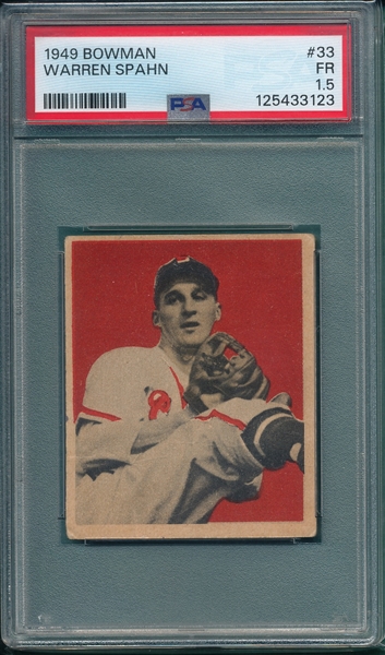 1949 Bowman #33 Warren Spahn PSA 1.5
