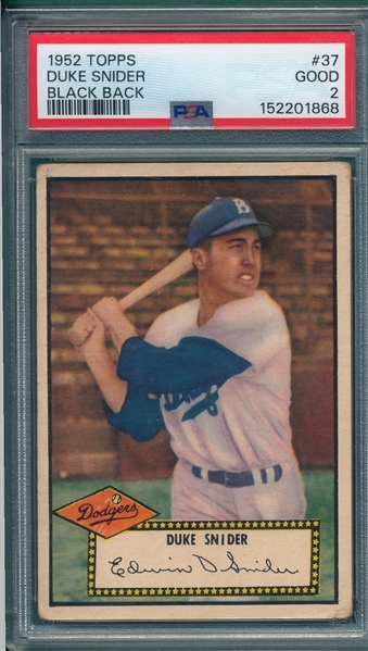 1952 Topps #037 Duke Snider PSA 2 *Black*