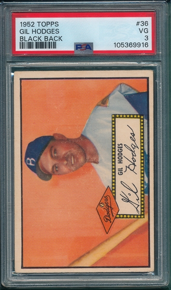 1952 Topps #036 Gil Hodges PSA 3 *Black*