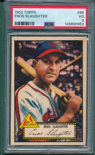 1952 Topps #065 Enos Slaughter PSA 3 *Red*