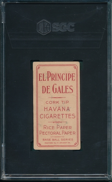 1909-1911 T206 Leifeld, Batting, El Principe De Gales, SGC 3