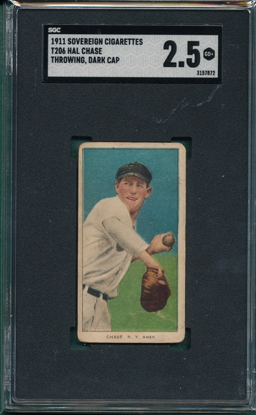 1909-1911 T206 Chase, Dark Cap, Sovereign Cigarettes SGC 2.5