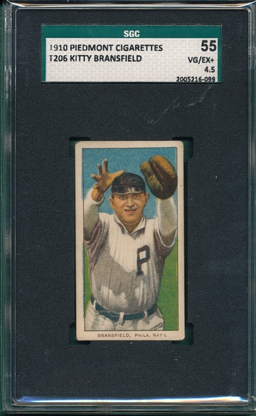 1909-1911 T206 Bransfield Piedmont Cigarettes SGC 55