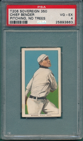 1909-1911 T206 Bender, No Trees, Sovereign Cigarettes PSA 4