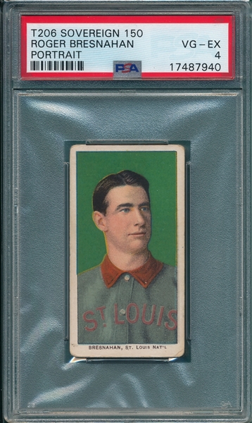 1909-1911 T206 Bresnahan, Portrait, Sovereign Cigarettes PSA 4