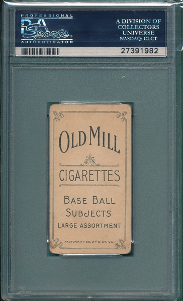 1909-1911 T206 Bergen, Batting, Old Mill Cigarettes PSA 2