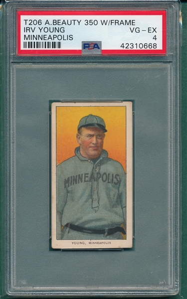 1909-1911 T206 Young, Irv, American Beauty Cigarettes PSA 4