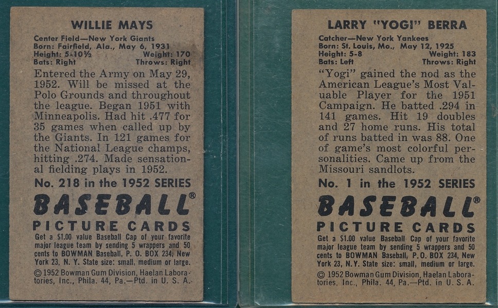 1952 Bowman Near Set (251/252)