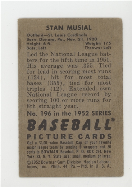 1952 Bowman Near Set (251/252)