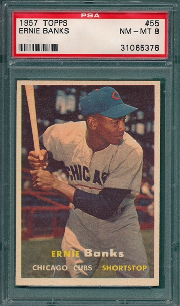 1957 Topps #55 Ernie Banks PSA 8
