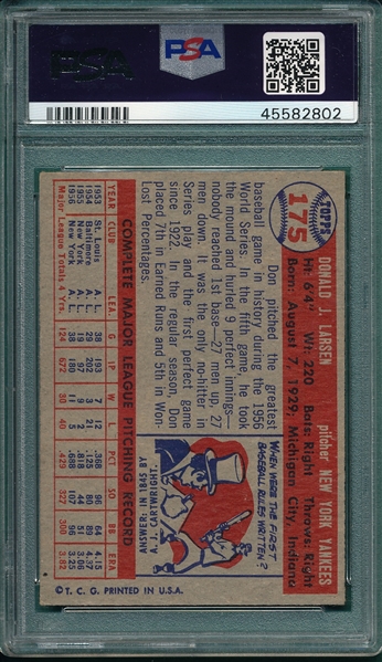 1957 Topps #175 Don Larsen PSA 5
