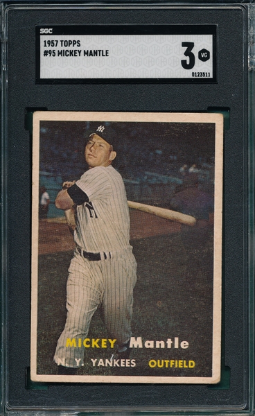 1957 Topps #95 Mickey Mantle SGC 3