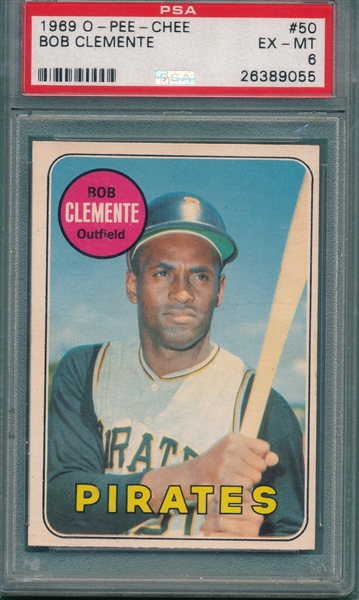 1969 O-Pee-Chee #50 Roberto Clemente PSA 6