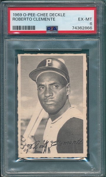 1969 O-Pee-Chee Deckle Roberto Clemente PSA 6