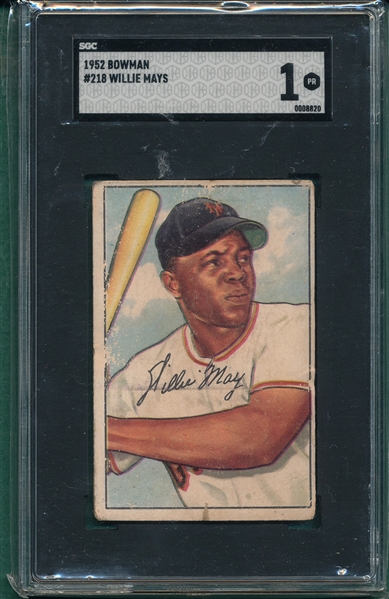 1952 Bowman #218 Willie Mays SGC 1