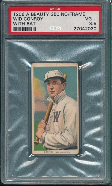 1909-1911 T206 Conroy, Bat, American Beauty Cigarettes PSA 3.5