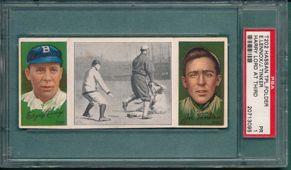 1912 T202 Harry Lord At Third Lennox/Tinker, PSA 1