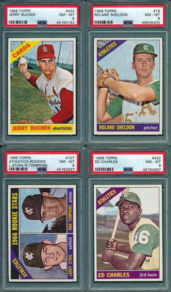 1966 Topps Lot of (4) W/ #454 Buchek PSA 8